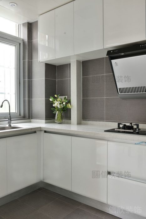 廚房裝修設(shè)計(jì)定制墻體一體洗手臺(tái)油煙機(jī)效果