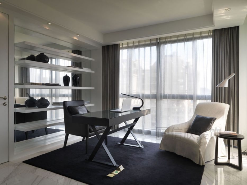 書房創(chuàng)意設(shè)計(jì)總裁辦公室內(nèi)嵌式插排現(xiàn)代極簡風(fēng)鏡面收納柜全屋定制