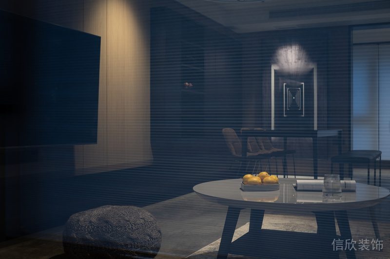 百葉窗磨砂玻璃客廳裝修效果圖大理石茶幾裝修設(shè)計(jì)