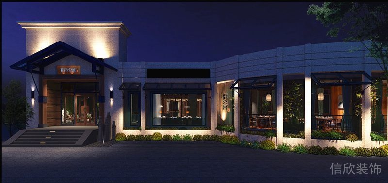 復(fù)古木屋裝修效果圖環(huán)繞式綠化設(shè)計餐廳店鋪效果圖