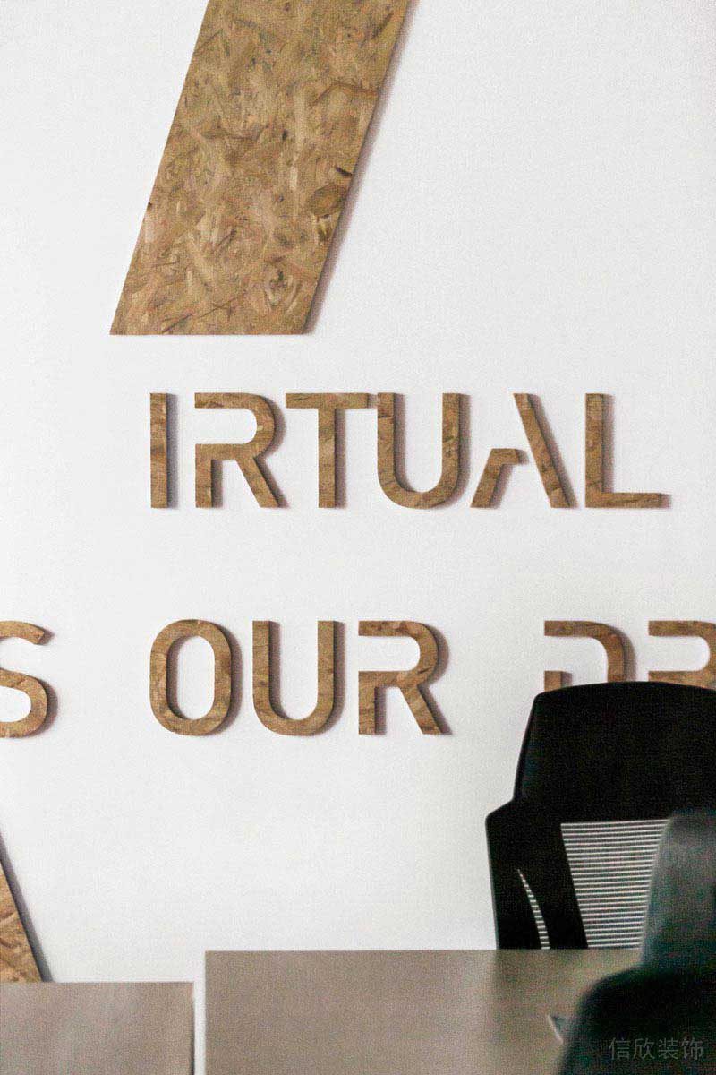 辦公室工業(yè)風辦公區(qū)墻面logo效果圖