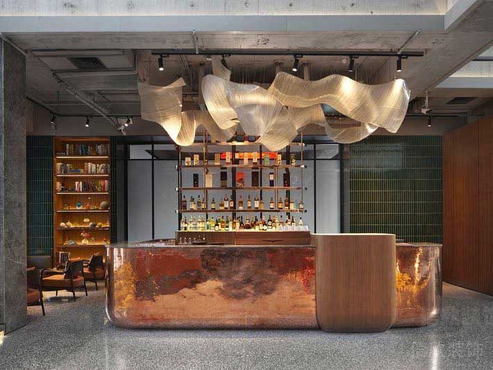 辦公室工業(yè)風吧臺效果圖(2)