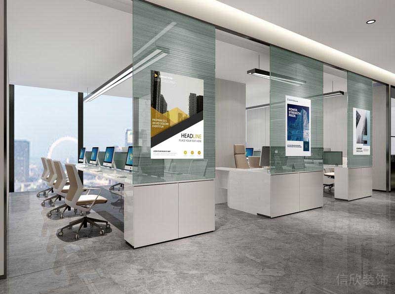 辦公室現(xiàn)代風隔離隔斷辦公區(qū)效果圖