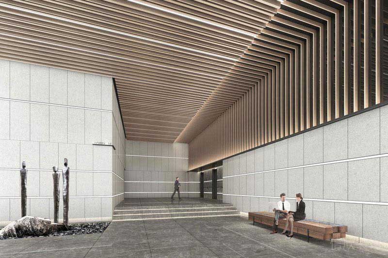 辦公室現(xiàn)代風(fēng)門(mén)廳效果圖