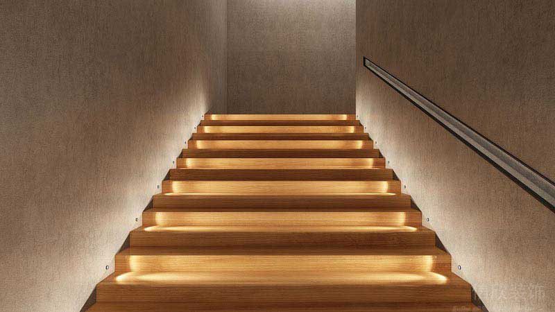 辦公室現(xiàn)代風(fēng)實(shí)木燈帶樓梯效果圖