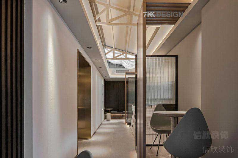辦公室現(xiàn)代輕奢風(fēng)過道卡座效果圖