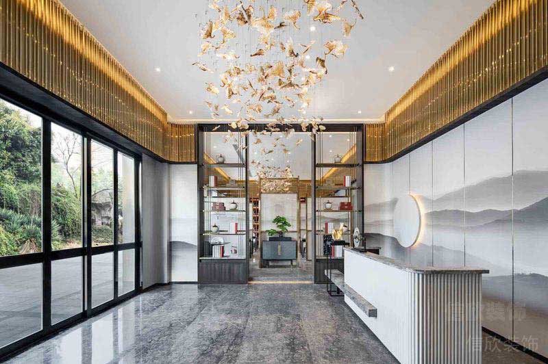 辦公室現(xiàn)代輕奢風前臺效果圖 (2)