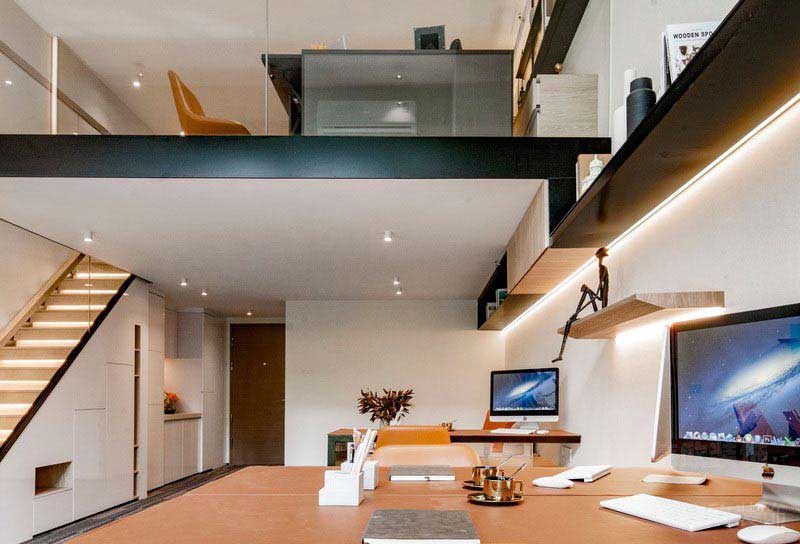 辦公室現(xiàn)代輕奢風一樓辦公區(qū)效果圖