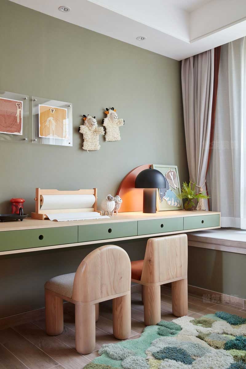 北歐風(fēng)格樣板間兒童房閱讀區(qū)實(shí)景圖