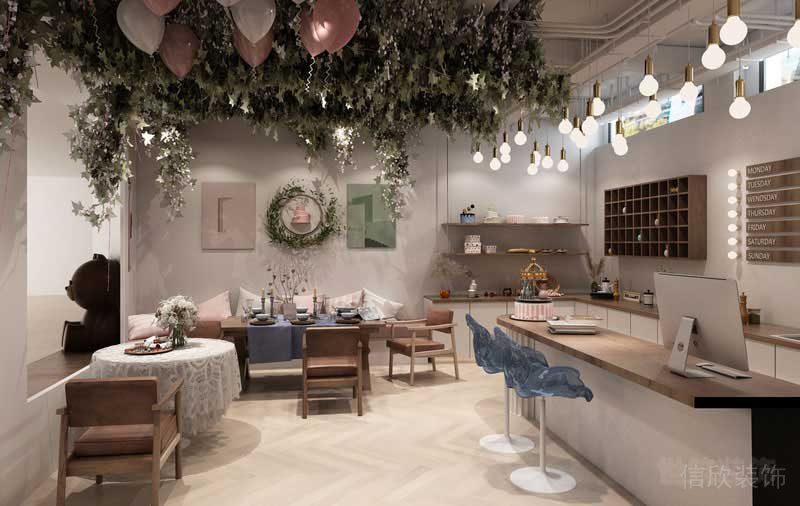 北歐極簡風(fēng)格餐飲空間公共用餐區(qū)