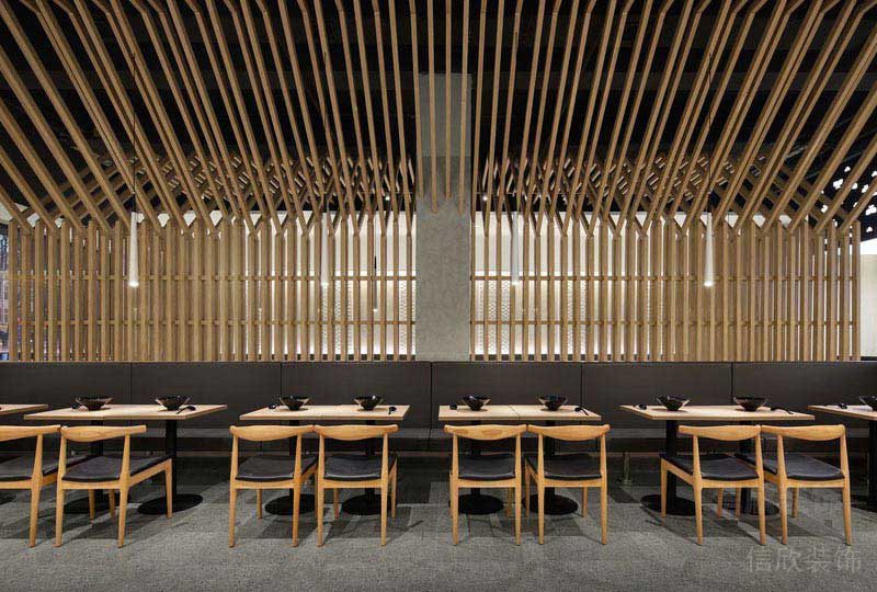 餐廳木條拼接搭配設(shè)計(jì)效果圖