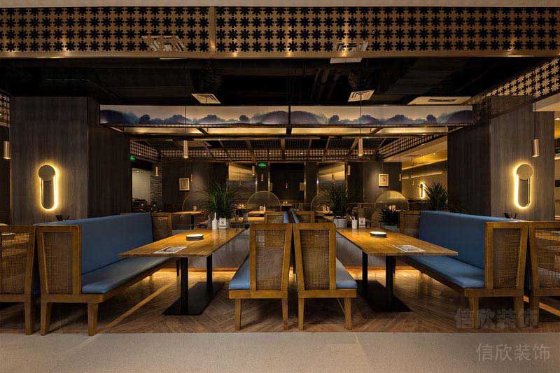 餐廳現(xiàn)代風木藝卡座效果圖