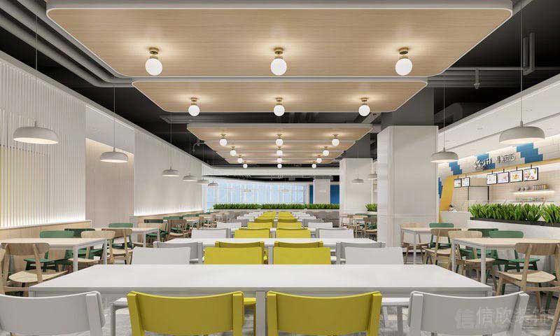 餐廳現(xiàn)代風(fēng)原木吊頂用餐區(qū)效果圖