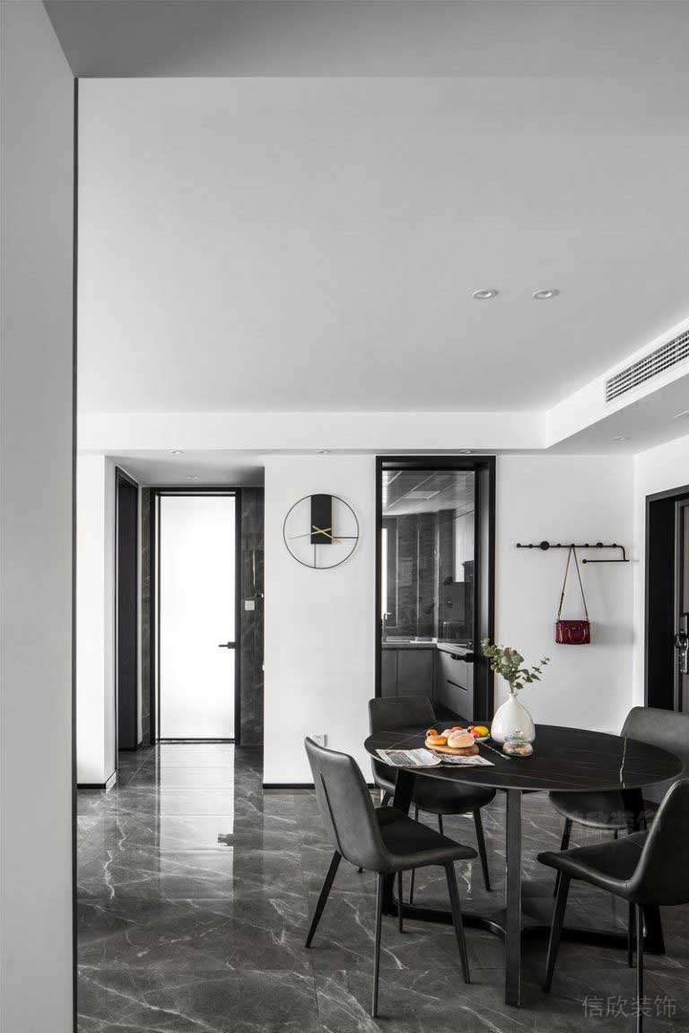 二手房改造后現(xiàn)代風(fēng)黑白灰餐廳效果圖(1)