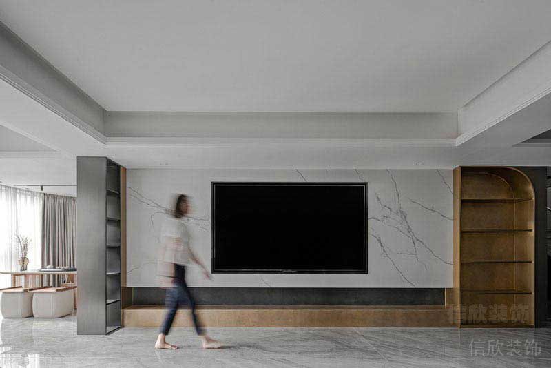 二手房改造現(xiàn)代簡約風(fēng)客廳電視背景墻效果圖
