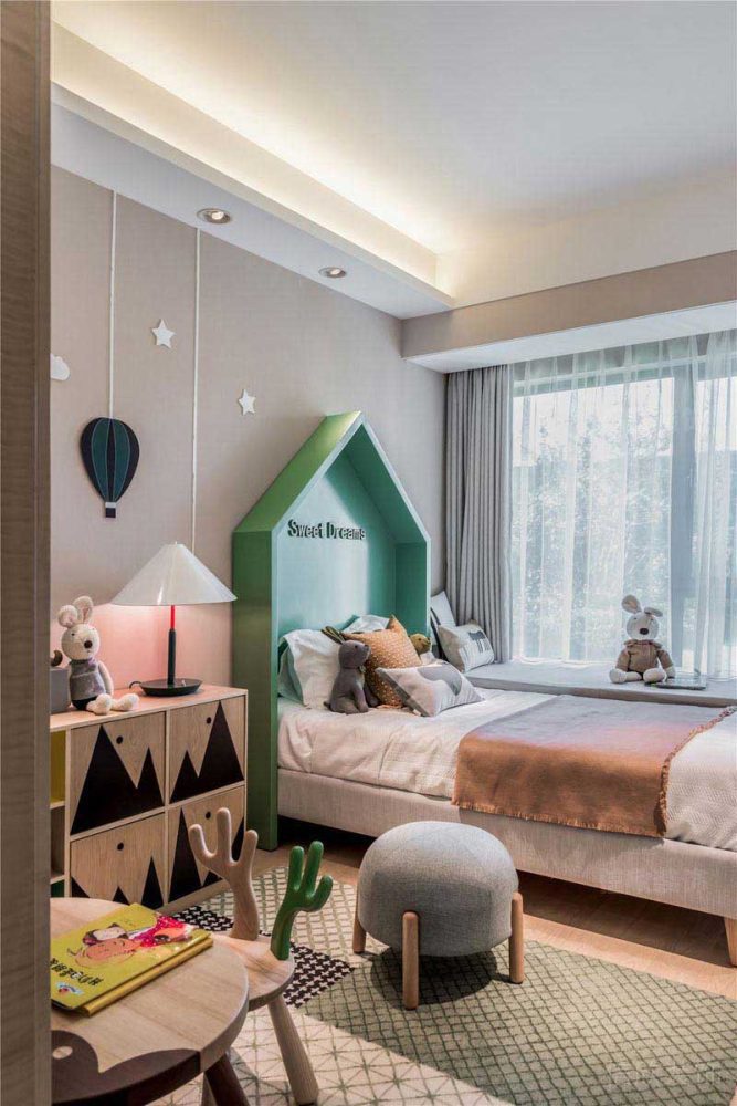 二手房改造現(xiàn)代簡約風兒童房效果圖(新居現(xiàn)代輕奢風客廳效果圖)