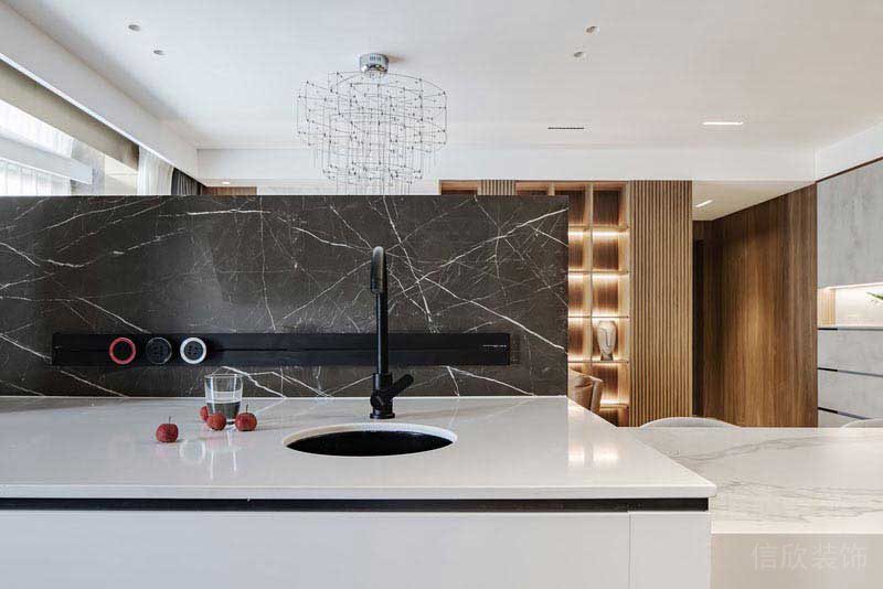 二手房改造現(xiàn)代簡(jiǎn)約風(fēng)開放式廚房洗手臺(tái)效果圖