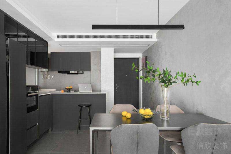二手房改造現(xiàn)代簡(jiǎn)約風(fēng)開放式廚房餐廳效果圖