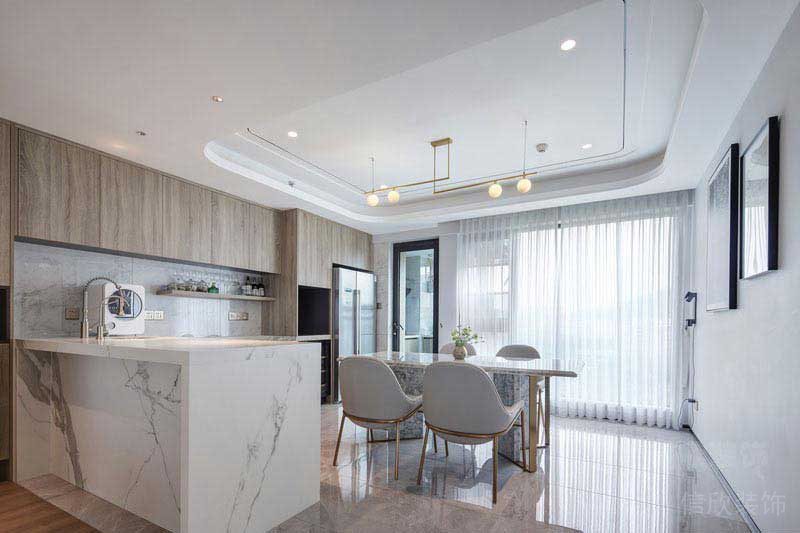 二手房改造現(xiàn)代輕奢風(fēng)餐廳效果圖(1)