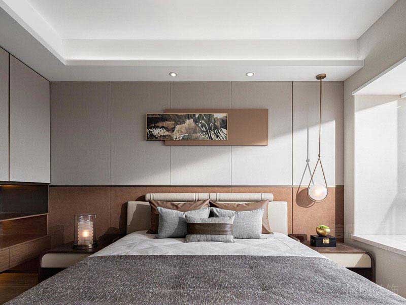 極簡風(fēng)格家居客房睡床