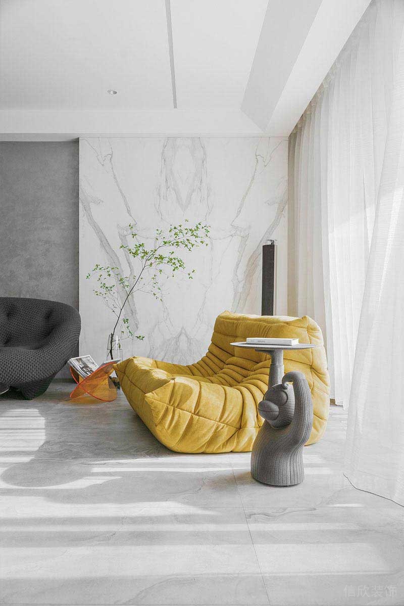 客廳簡約風格中黃色布藝沙發(fā)