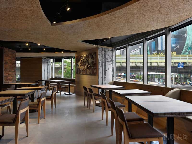 美式工業(yè)風(fēng)餐廳公共區(qū)桌椅組合