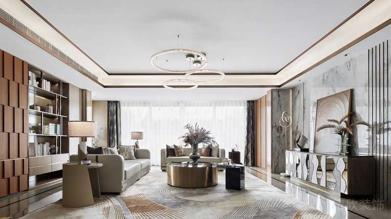 輕奢風(fēng)格樣板間客廳軟裝陳設(shè)