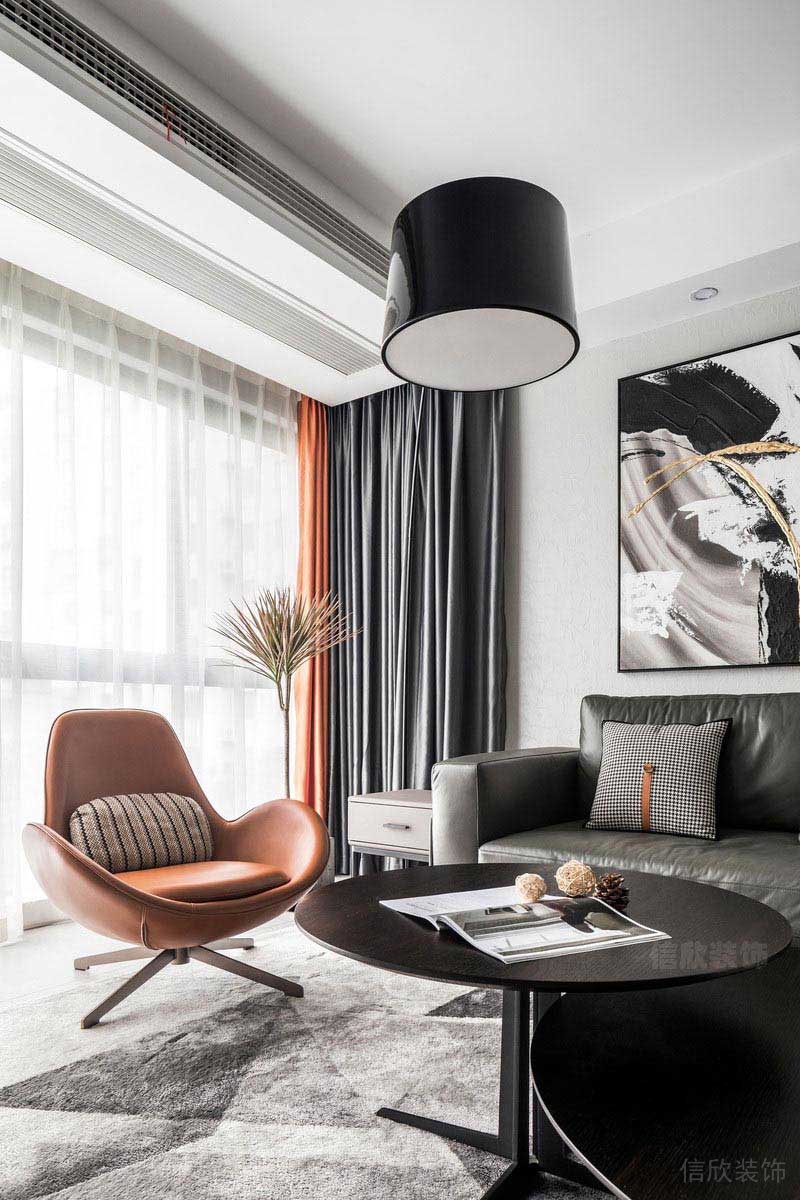 深色家居橙色單人沙發(fā)