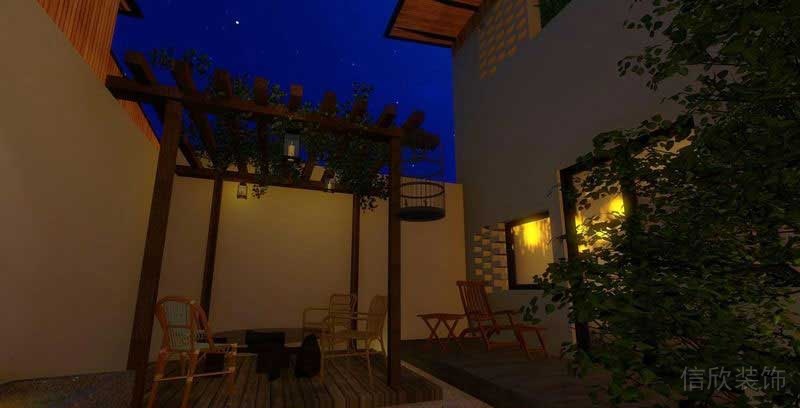 田園風(fēng)格民宿室外瓜鵬休息區(qū)