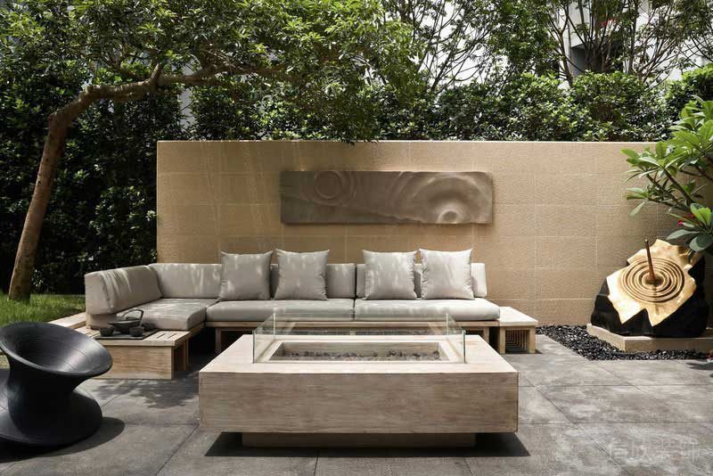 現(xiàn)代風(fēng)格別墅園林露天沙發(fā)休閑區(qū)