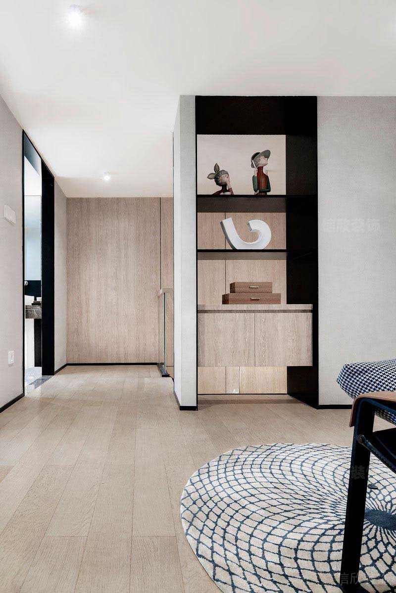 現(xiàn)代風格休閑區(qū)木紋墻面設(shè)計圖