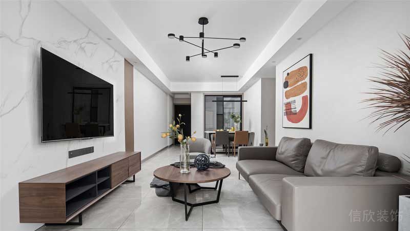 現(xiàn)代簡約風(fēng)格公寓客餐廳淺棕色沙發(fā)