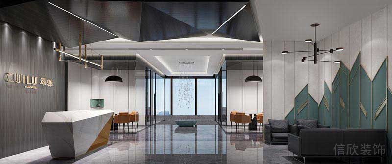 現(xiàn)代輕奢風格辦公室前廳服務(wù)臺