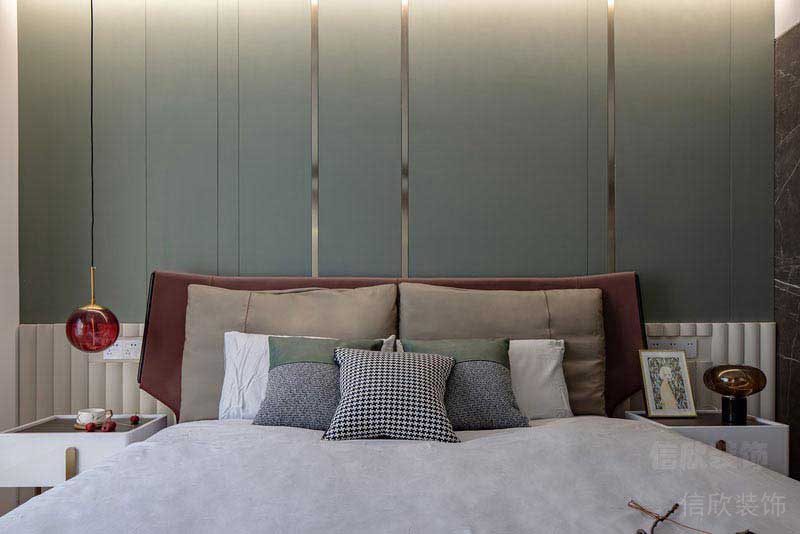 現(xiàn)代輕奢風家居臥室床頭背景墻