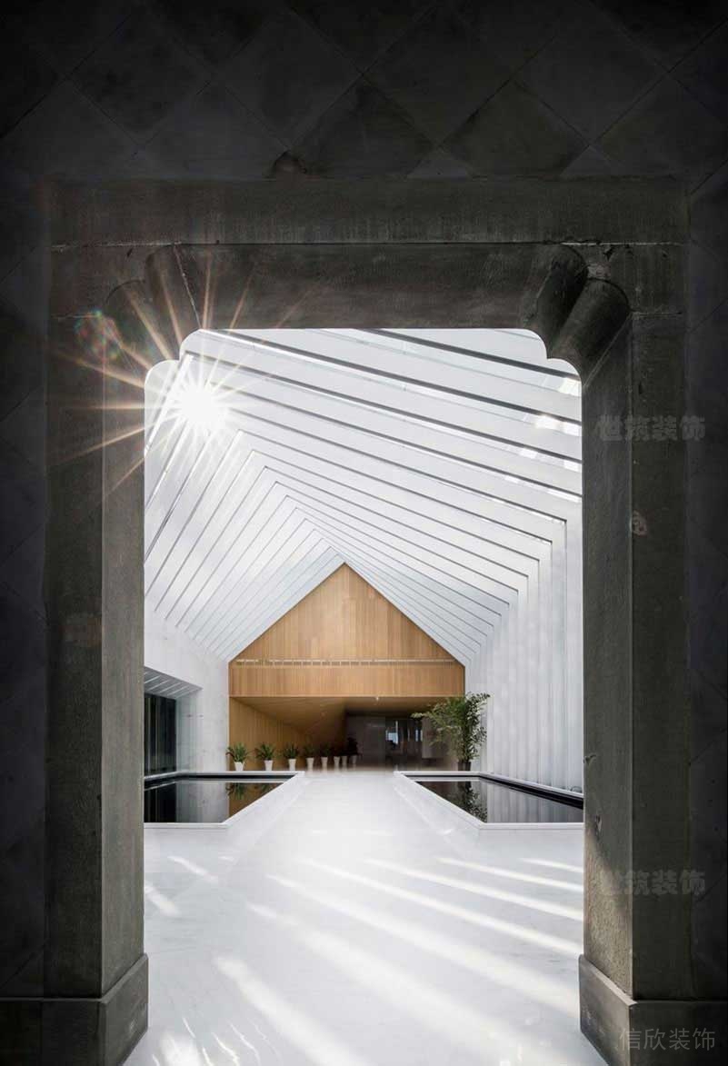 現(xiàn)代中式風辦公空間行政大堂走道