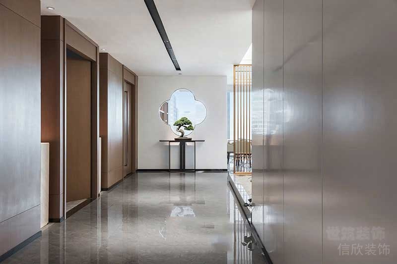 現(xiàn)代中式風格辦公室過道地面大理石