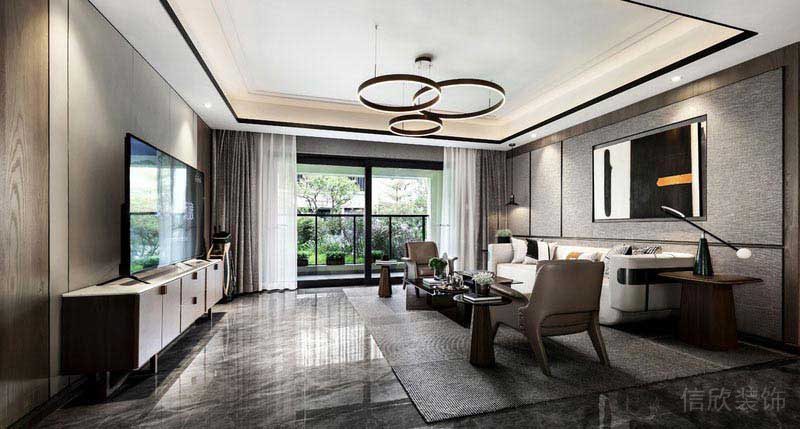 新房后現(xiàn)代風黑白灰客廳效果圖