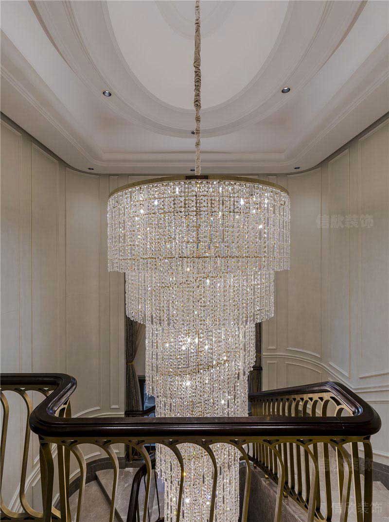 新居別墅美式風(fēng)樓梯實木欄桿效果圖