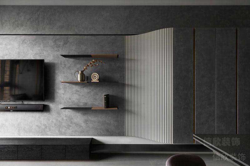 新居后現(xiàn)代風黑白灰客廳效果圖(1)