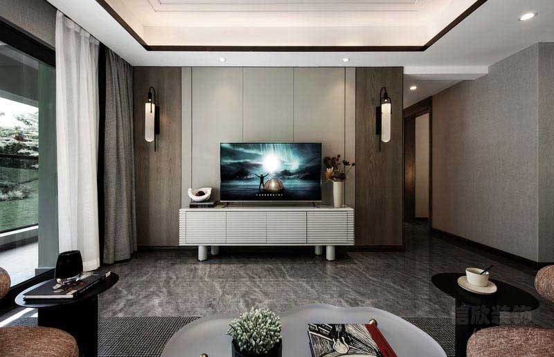 新居現(xiàn)代簡約風(fēng)電視背景墻效果圖(3)