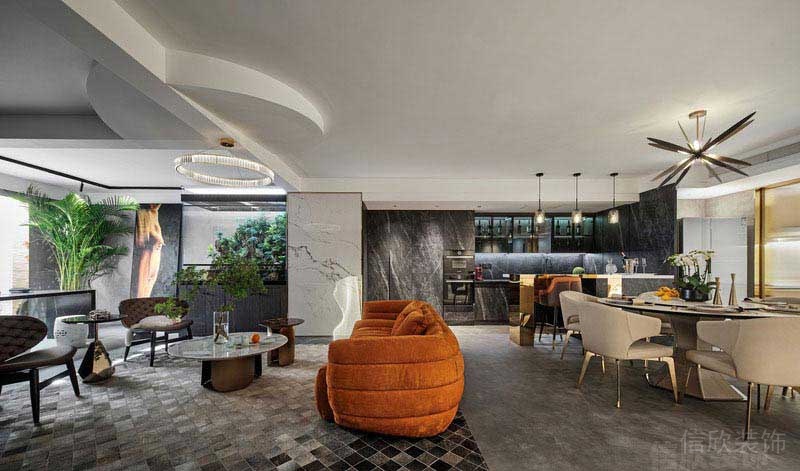 新居現(xiàn)代簡約風開放式廚房餐廳效果圖 (2)