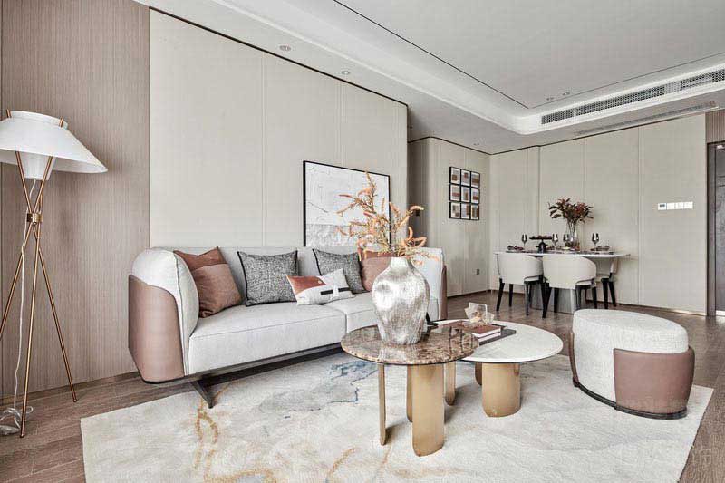 新居現(xiàn)代簡(jiǎn)約風(fēng)沙發(fā)木飾面背景墻效果圖