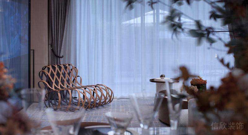 新居現(xiàn)代簡約風(fēng)休閑區(qū)藝術(shù)金屬藤編椅效果圖