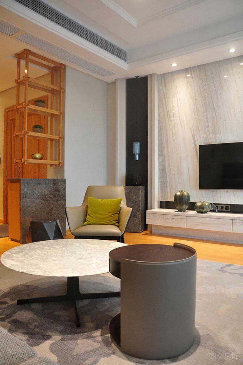 新居現(xiàn)代暖系風客廳效果圖