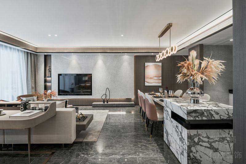 新居現(xiàn)代輕奢風(fēng)客餐廳效果圖(1)