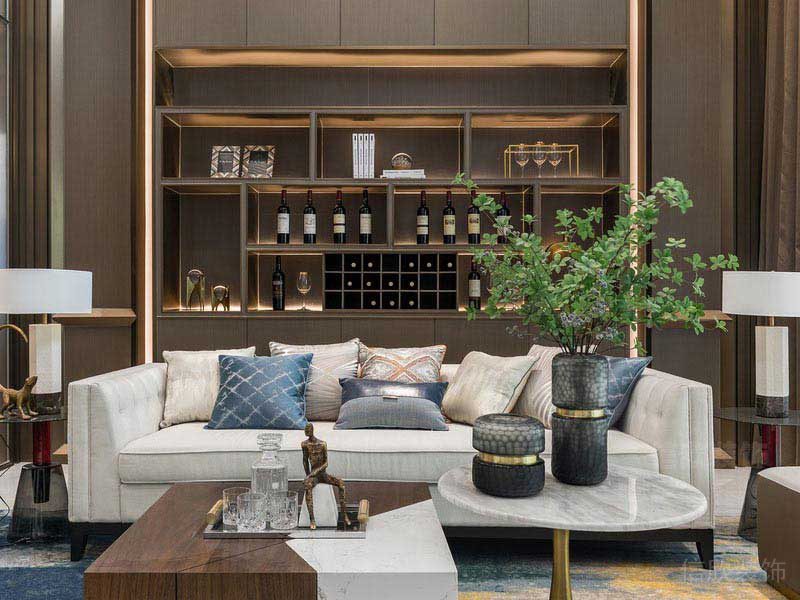 新居現(xiàn)代輕奢風(fēng)沙發(fā)背景墻效果圖(2)