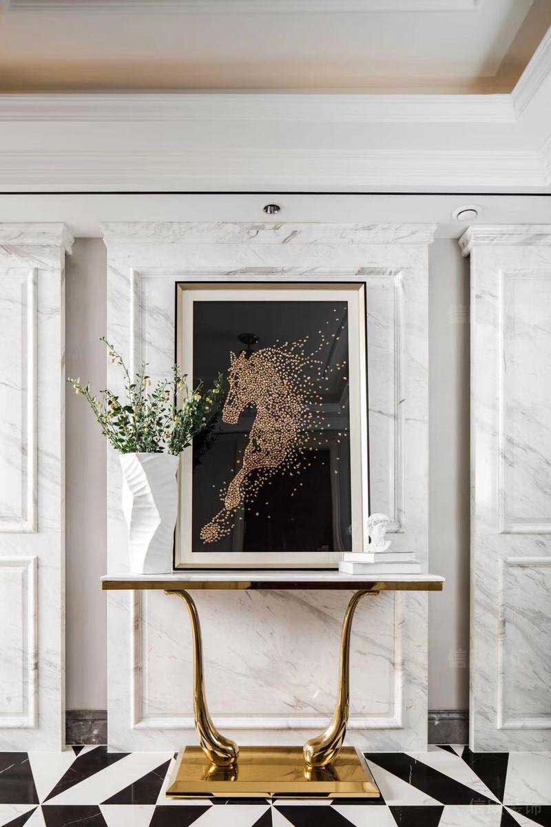 新居現(xiàn)代輕奢風(fēng)玄關(guān)背景墻效果圖