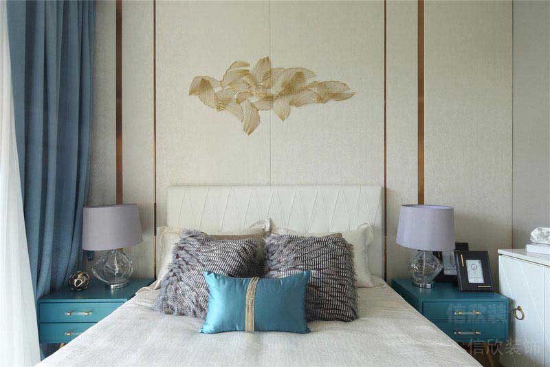 新居現(xiàn)代輕奢風(fēng)主臥背景墻效果圖(2)