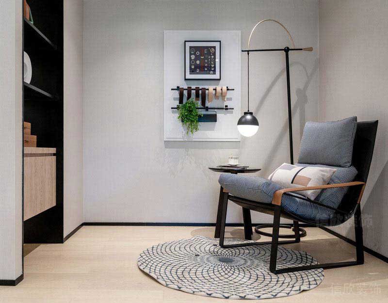 新居休閑區(qū)原木地板工業(yè)風休閑椅效果圖