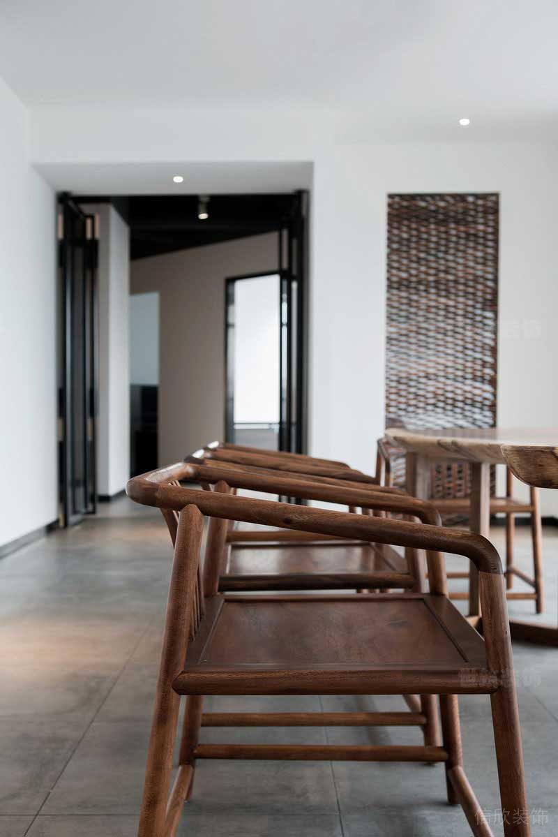 新中式風(fēng)格別墅空間茶室中式休閑椅